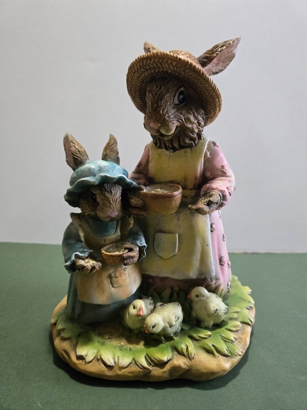 Resin Rabbit Figurine with Mother & Daughter
